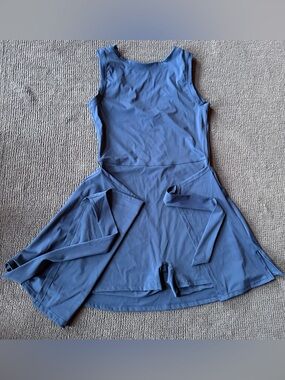 Sleeveless Navy Swim Dress with Waist Tie Size XL